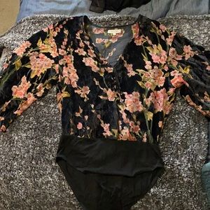 Velvet floral bodysuit